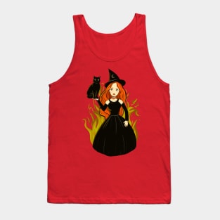 Cute witch with a black cat Tank Top